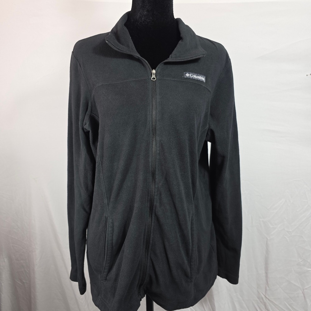 Columbia Womens Black Full Zip Fleece Jacket Size L Outdoor Layering W142